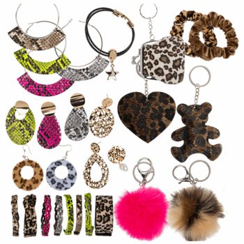 **MEGA IEFTIN** EXPOZITOR ROTATIV COMPLET CU BIJUTERII ȘI ACCESORII ANIMAL PRINT (180 buc.)