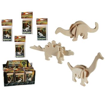Puzzle 3D din lemn dinozaur în display (72 buc.)