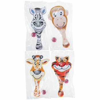JOC PALETĂ CU MINGE PE ELASTIC ANIMALE VESELE (24 buc.)