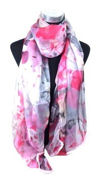Eșarfă Fucsia/Gri Stil Ibiza (1 buc)