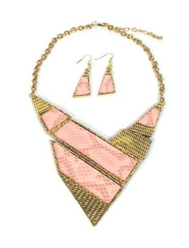 Set Colier și Cercei Roz Stil Ibiza (1 Set)
