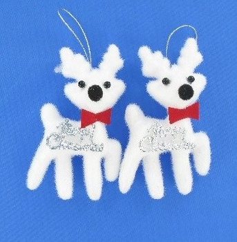 2 reni decorativi mici albi (set de 12)
