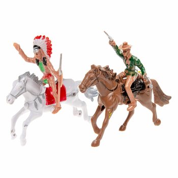 Set mix figurine cowboy și indian pe cal (12 buc.)
