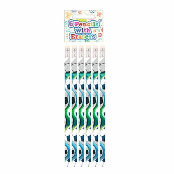 Set creioane și gume fotbal (6 piese) - Display (24 seturi)
