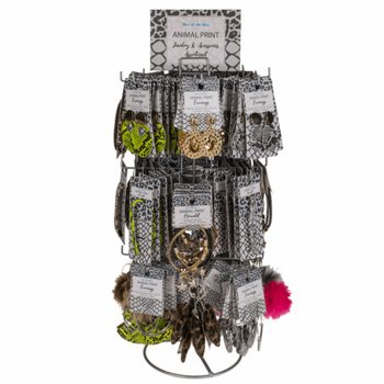 **MEGA IEFTIN** EXPOZITOR ROTATIV COMPLET CU BIJUTERII ȘI ACCESORII ANIMAL PRINT (180 buc.)