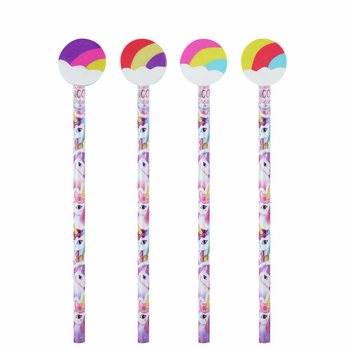 Creion Unicorn Curcubeu cu Radieră (24 bucăți)