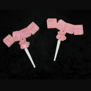 Scobitori Decor Cupcake Naștere - Roz Baby (12 buc.)