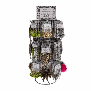 **MEGA IEFTIN** EXPOZITOR ROTATIV COMPLET CU BIJUTERII ȘI ACCESORII ANIMAL PRINT (180 buc.)