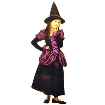 COSTUM DE VRĂJITOARE NEGRU/VIOLET PENTRU COPII - MĂRIMEA M