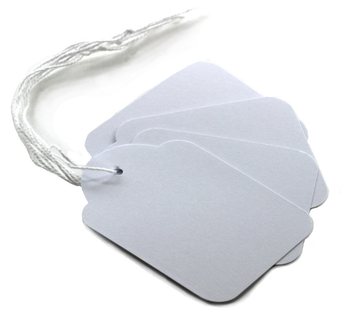 Etichetă albă pentru bijuterii cu elastic - 1.5x2.4 cm (100 buc)