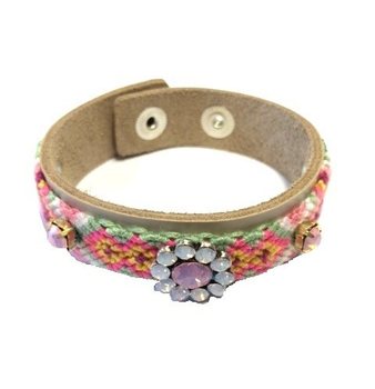 Brățară de Lux Stil Ibiza Crem/Taupe Floare (1 buc)