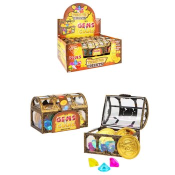 Cufăr de comori cu pietre prețioase și monede - În display (18 buc.)