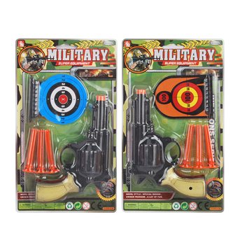 Set Pistol Militar cu 3 Ventuze și Ținte (6 bucăți)