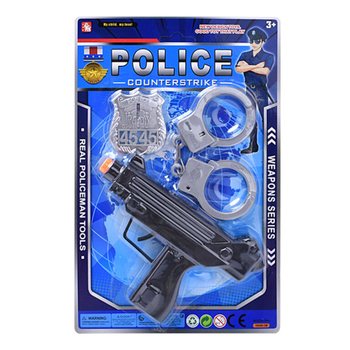 Set de Joacă de Poliție cu Mitralieră, Cătușe și Insignă (6 buc.)