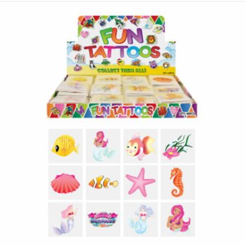 TATUAJE FUN - MODEL: SIRENĂ / MERMAID, 12 Tatuaje per pachet ÎN DISPLAY (48 buc.)