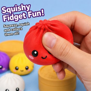 RAGE - Squishy SUGAR EDITION Găluște Bun Dumplings MARE (8.5 x 8.5 x 4.8 cm) - Viral 2026 Fidget Toy (12 buc)