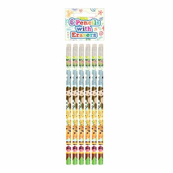 Set Creion cu Radieră Animale din Junglă (6 piese) - Display (24 seturi)