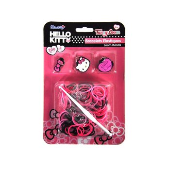 Set Confecționare Brățări Elastice cu Pandantive Hello Kitty (12 buc.)