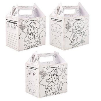 Cutii Meniu Copii Prințese de Colorat - 14 x 9.5 x 18 cm (24 buc.)