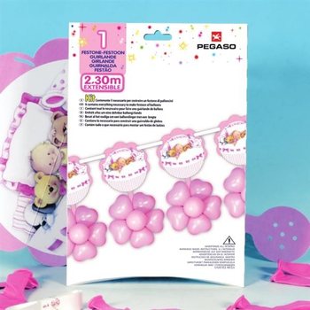 GHIRLANDĂ MARE DE BALOANE 2,3 METRI - ROZ (3 buc.)