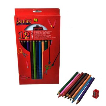 12 CREIOANE COLORATE MARI + ASCUȚITOARE (4 seturi)