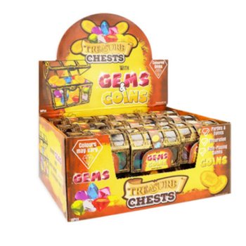 Cufăr de comori cu pietre prețioase și monede - &Icirc;n display (18 buc.)