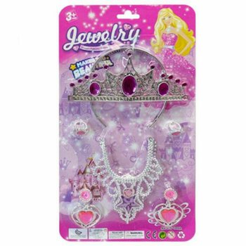 SET DE BEAUTY PRINȚESĂ CU TIARĂ, CERCĂI, COLIER ȘI INELE