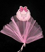 Scobitoare decorativă cu material - Roz Bebe (12 buc.)
