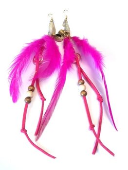 Cercel stil Ibiza fucsia cu scoică (1 buc.)
