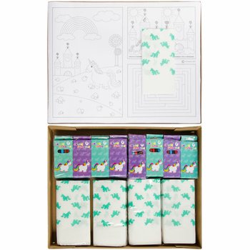 SET COMPLET HORECA UNICORN - 48x Seturi creioane colorate + 100x Planșe de colorat + 100x Șervețele (248 buc.)