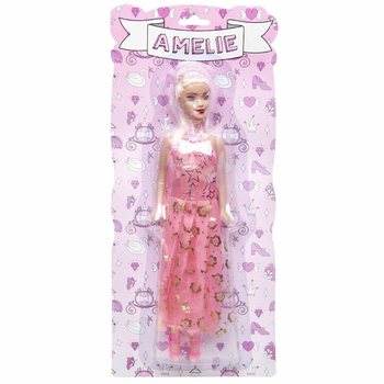 PĂPUȘĂ AMELIE PE CARTON - MIX CULORI (12 buc.)