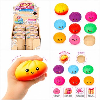 RAGE - LUCKY DUMPLINGS - Jucărie Squishy Bun Dumplings MARE Dim. 8.5 x 8.5 x 4.8 Cm - &Icirc;N DISPLAY (12 buc.)