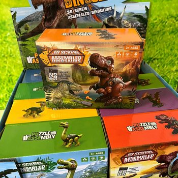Set de Construcție Dinozaur 3D &icirc;n Cutie Cadou - Display (8 buc.)