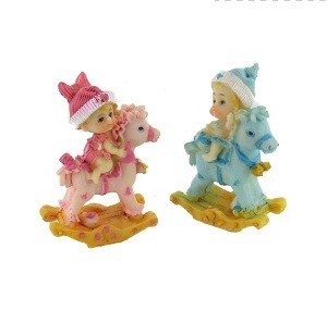 Decorațiune Bebeluș pe Cal Balansoar 8 cm (4 buc.)