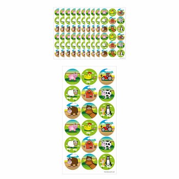 STICKERE FUN - STICKERE CU ANIMALE DE LA FERMĂ - 18 STICKERE PE FILĂ (10 buc.)