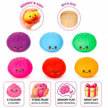 RAGE - LUCKY DUMPLINGS - Jucărie Squishy Bun Dumplings MARE Dim. 8.5 x 8.5 x 4.8 Cm - &Icirc;N DISPLAY (12 buc.)
