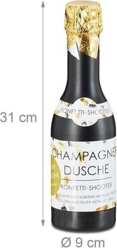 Tun de confetti sticlă de șampanie 31 cm &ndash; Argintiu auriu (4 buc.)