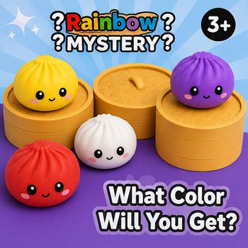 RAGE - Squishy SUGAR EDITION Găluște Bun Dumplings MARE (8.5 x 8.5 x 4.8 cm) - Viral 2026 Fidget Toy (12 buc)