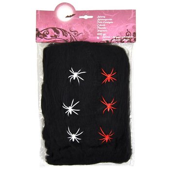 Pânză de Păianjen Halloween Neagră 100g cu 6 Păianjeni (6 buc.)