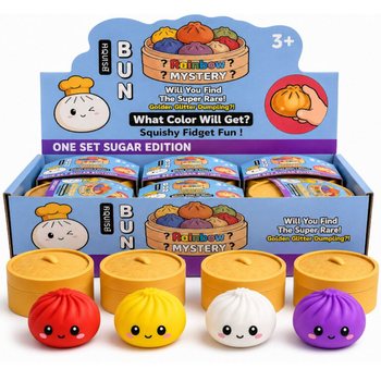 RAGE - Squishy SUGAR EDITION Găluște Bun Dumplings MARE (8.5 x 8.5 x 4.8 cm) - Viral 2026 Fidget Toy (12 buc)