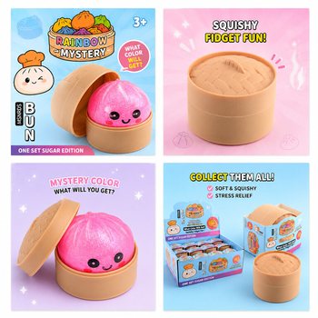 RAGE - Jucărie Squishy SUGAR EDITION Bun Dumplings MICĂ (5.3 x 5.3 x 4.1 Cm) Viral 2026 Fidget Toy (24 buc.)