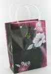 Pungă de Cadou / Pungă de Transport Negru/Roz/Floare Albă Medium (12 buc.)