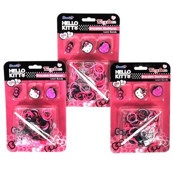 Set Confecționare Brățări Elastice cu Pandantive Hello Kitty (12 buc.)