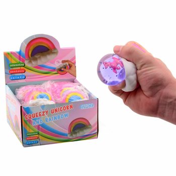 Minge antistres Curcubeu cu Unicorn &icirc;n display (12 bucăți)