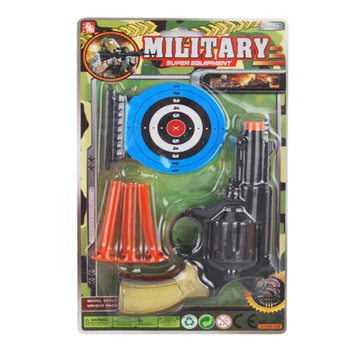 Set Pistol Militar cu 3 Ventuze și Ținte (6 bucăți)
