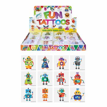 TATUAJE FUN - MODEL: ROBOT, Fiecare pachet conține 12x Tatuaje ÎN DISPLAY (48 buc.)