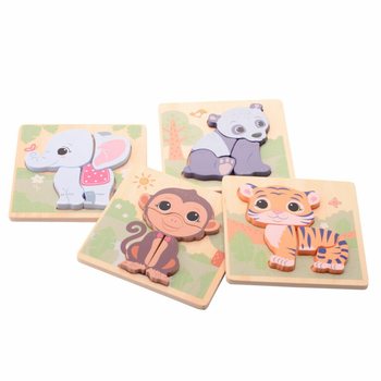JOUECO - THE WILDIES FAMILY MIX PUZZLE DIN LEMN - De la 12 Luni (12 buc.)