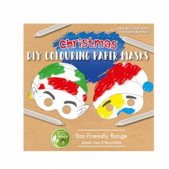 Mască de Crăciun de colorat ECO FRIENDLY cu 4 creioane (12 bucăți)
