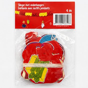 Ghirlandă Sinterklaas și Piet cu pandantive - 4 m (6 buc.)