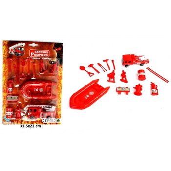 Mașină de Pompieri Pull Back + Set de Joacă Complet (24 buc.)